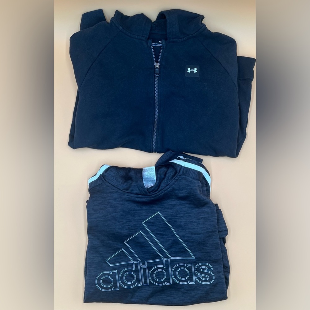 Adidas and Under Armour boys Large  hoodie sweatshirts